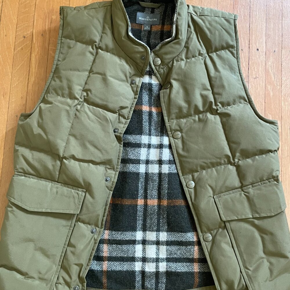 LL Bean Men's Vest With Downtex Flannel Lining Size Small